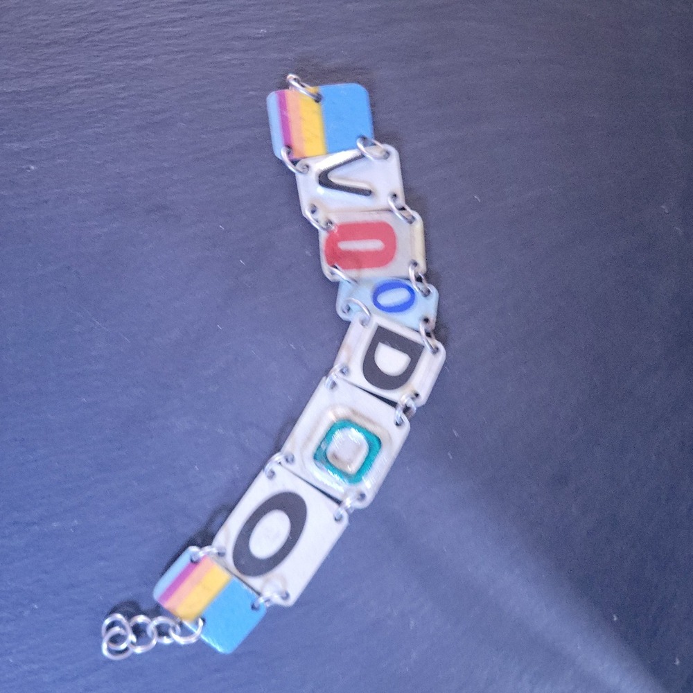 VOODOO Recycled License Plate Bracelet Multi‎ Color Adjustable Size 8.5" Y2K